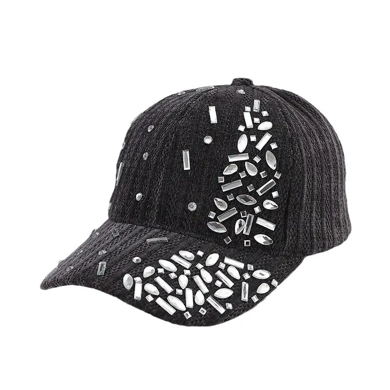 Fashionable And Versatile Gold Velvet Baseball Cap, Duckbill Cap, Autumn And Winter Outdoor Warm Sun Hat With Diamond Cap