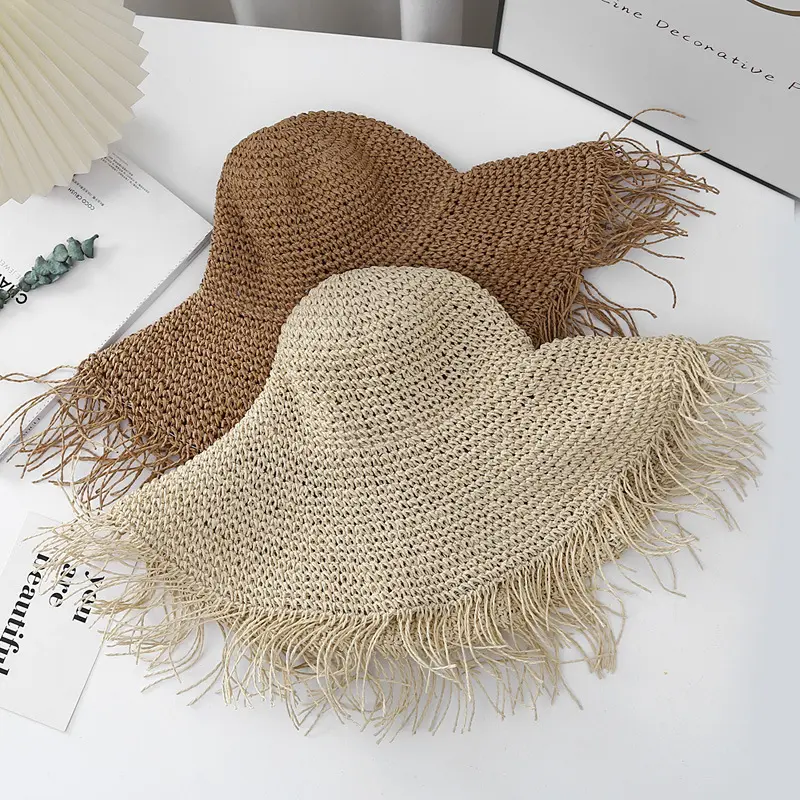 Trendy Summer Korean Edition Fashionable Hairy Straw Hat Outdoor Sunshade and Sunscreen Versatile Sun Fisherman Hat