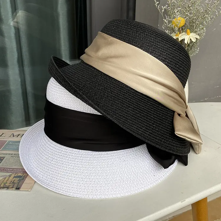 Vintage French Hepburn Style Elegant straw Hat With Large Edge Sun Protection Sun Hat, Versatile Sun Hat For Summer Outings