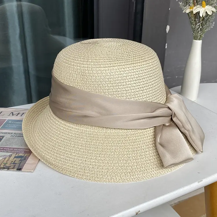 Vintage French Hepburn Style Elegant straw Hat With Large Edge Sun Protection Sun Hat, Versatile Sun Hat For Summer Outings