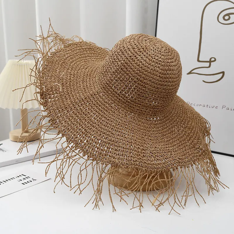 Trendy Summer Korean Edition Fashionable Hairy Straw Hat Outdoor Sunshade and Sunscreen Versatile Sun Fisherman Hat