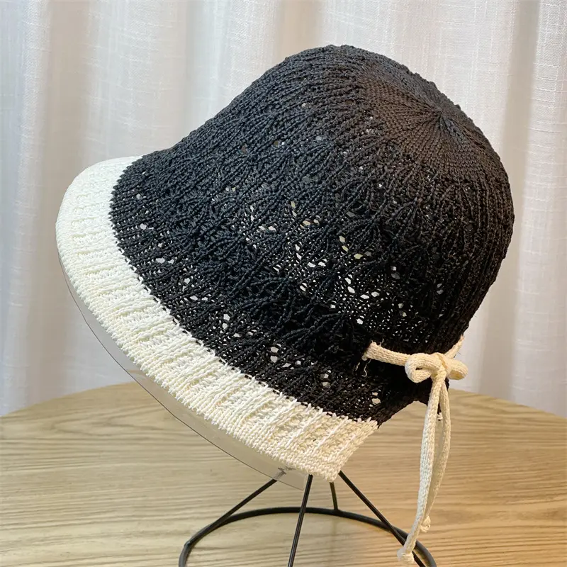 New Hat Women's Spring And Summer Grass Woven Bow Fisherman Hat Korean Version Fashionable Countryside Style Travel Straw Hat