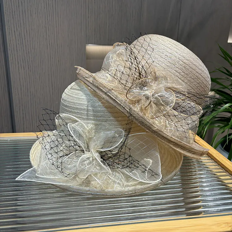 Fashionable Rolled Edge Mesh Flower Top hat, Summer Casual Versatile Fashion Hat, Basin Hat, Sun Protection And Sunshade Hat