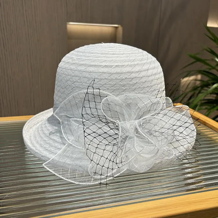Fashionable Rolled Edge Mesh Flower Top hat, Summer Casual Versatile Fashion Hat, Basin Hat, Sun Protection And Sunshade Hat