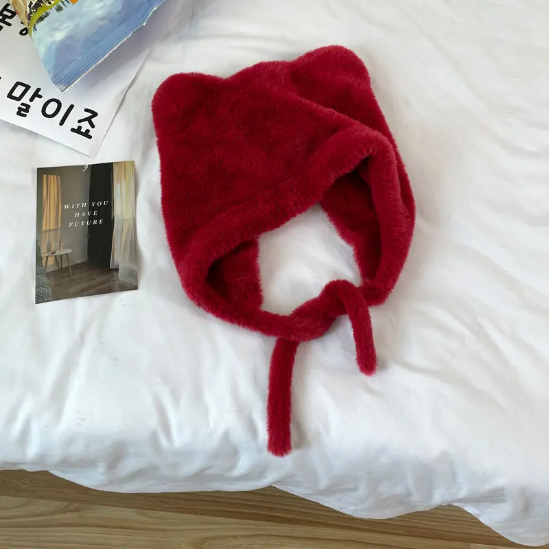 Christmas Surprise Hat Children's Autumn and Winter New Style Strap Plush Big Head Knitted Ear Protection Hat