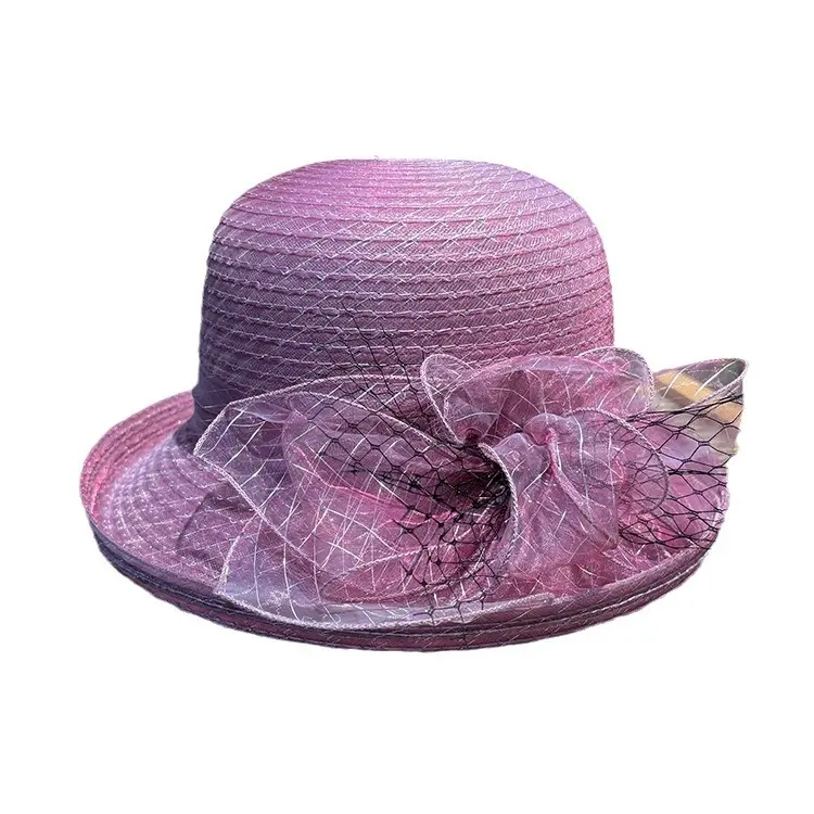 Fashionable Rolled Edge Mesh Flower Top hat, Summer Casual Versatile Fashion Hat, Basin Hat, Sun Protection And Sunshade Hat