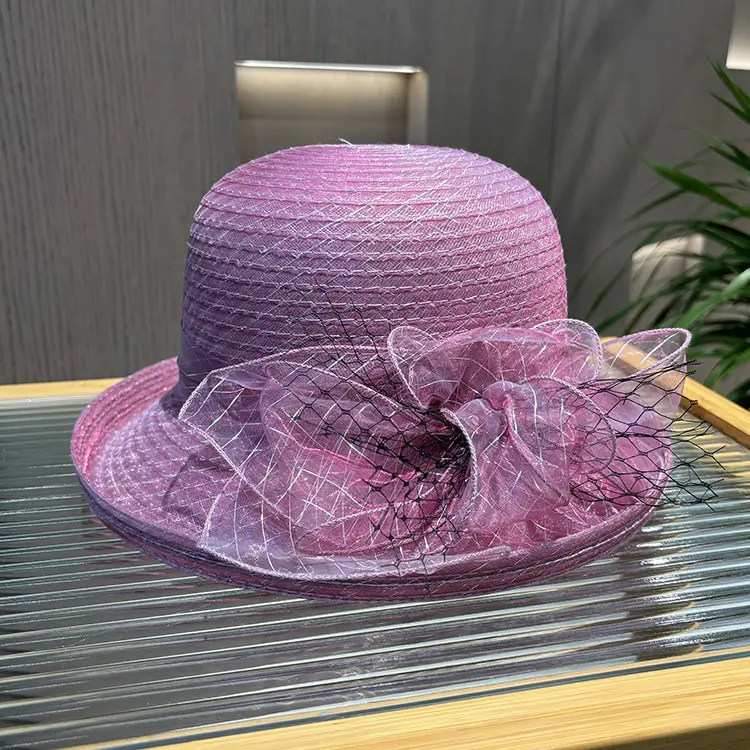 Fashionable Rolled Edge Mesh Flower Top hat, Summer Casual Versatile Fashion Hat, Basin Hat, Sun Protection And Sunshade Hat