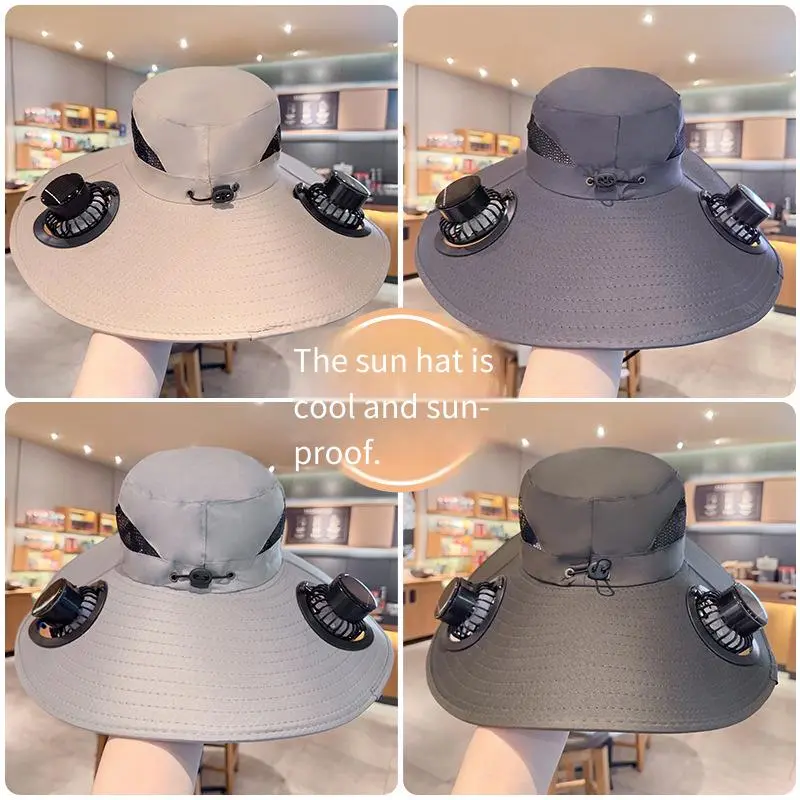 UV Resistant and Sun Shading New Outdoor Summer Fishing Protection, Sun Protection, Air Conditioning Fan, Fisherman Sun Hat