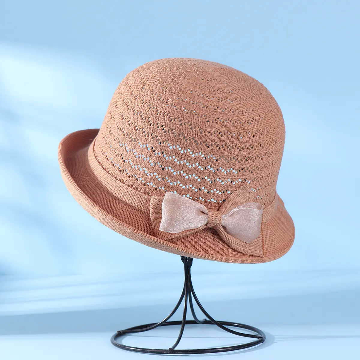 Summer New Hat Korean Version Knitted Top hat For Women's Outdoor Leisure Travel Butterfly Bow Sunshade Breathable Basin Hat
