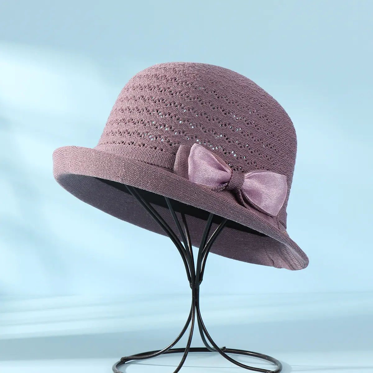 Summer New Hat Korean Version Knitted Top hat For Women's Outdoor Leisure Travel Butterfly Bow Sunshade Breathable Basin Hat