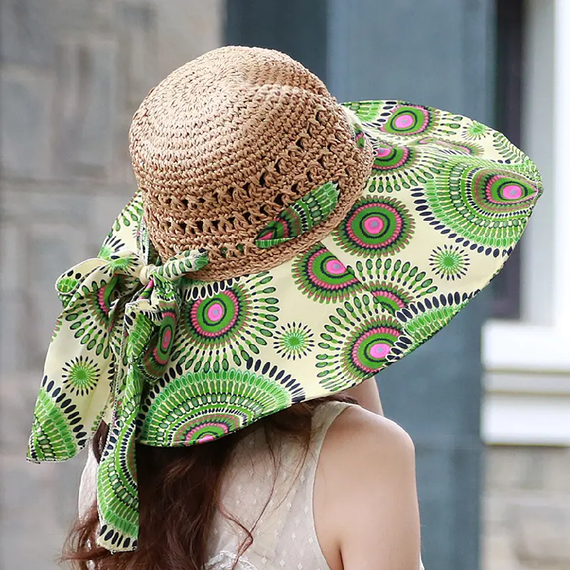 Summer Women's Sun Protection Hat, Outdoor Windproof Fisherman Hat, Ethnic Style Grass Hat, UV Resistant Beach Hat