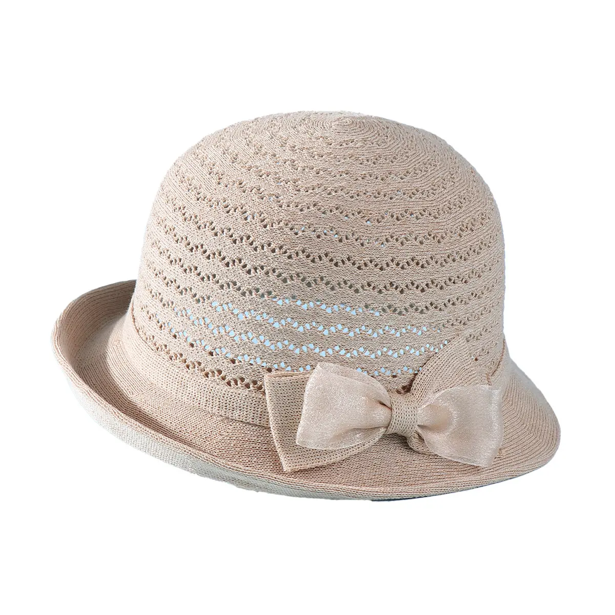 Summer New Hat Korean Version Knitted Top hat For Women's Outdoor Leisure Travel Butterfly Bow Sunshade Breathable Basin Hat