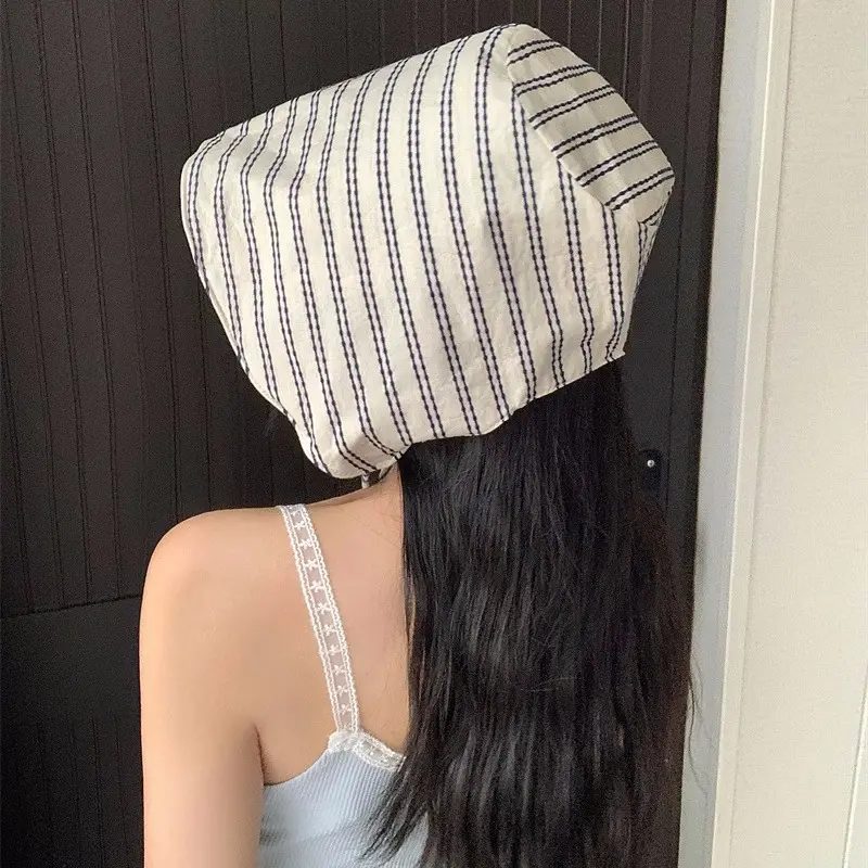 Summer New French Large brimmed Fisherman's Hat Striped Versatile Face Covering Water Bucket Sunscreen Hat