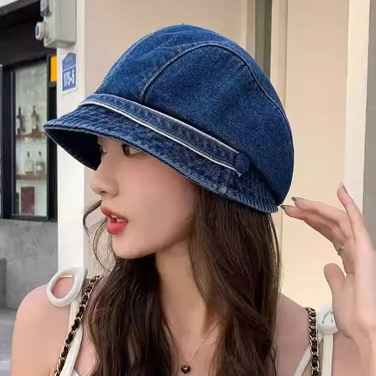 Retro Fisherman Hat For Spring nd Summer, Sun Protection, New Duck Tongue Pile Hat Beret Hat For Women Small Face Painter Hat
