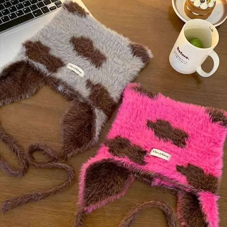 Korean Imitation Mink Fur Cute Plush Hat for Women, Autumn and Winter Warm Hood, Ear Protection Knitted Lei Feng Hat