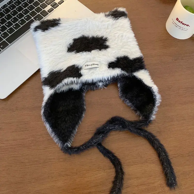 Korean Imitation Mink Fur Cute Plush Hat for Women, Autumn and Winter Warm Hood, Ear Protection Knitted Lei Feng Hat