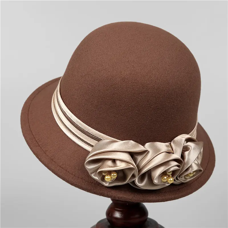 Korean Version Flower Basin Hat Women's Autumn and Winter Wool Wool Warm Fisherman Hat Elegant and Fashionable Top Hat