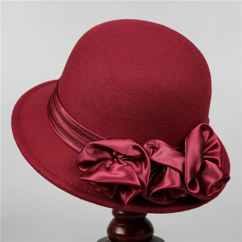 Korean Version Flower Basin Hat Women's Autumn and Winter Wool Wool Warm Fisherman Hat Elegant and Fashionable Top Hat
