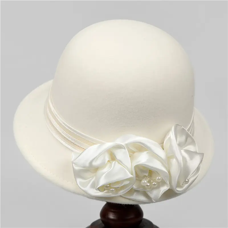 Korean Version Flower Basin Hat Women's Autumn and Winter Wool Wool Warm Fisherman Hat Elegant and Fashionable Top Hat