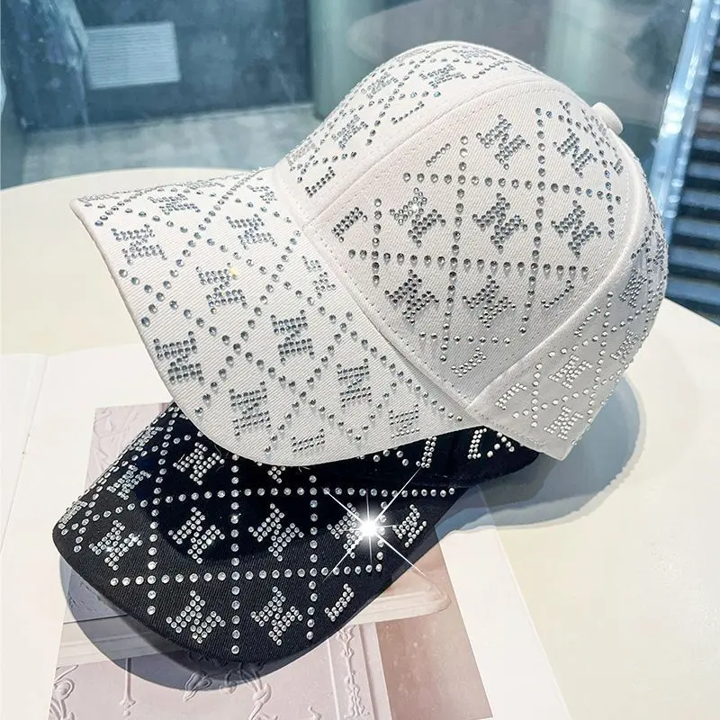 Korean Version Versatile Rhinestone Letter Soft Top Baseball Cap For Women's Spring And Autumn New Casual Sunshade Duckbill Cap