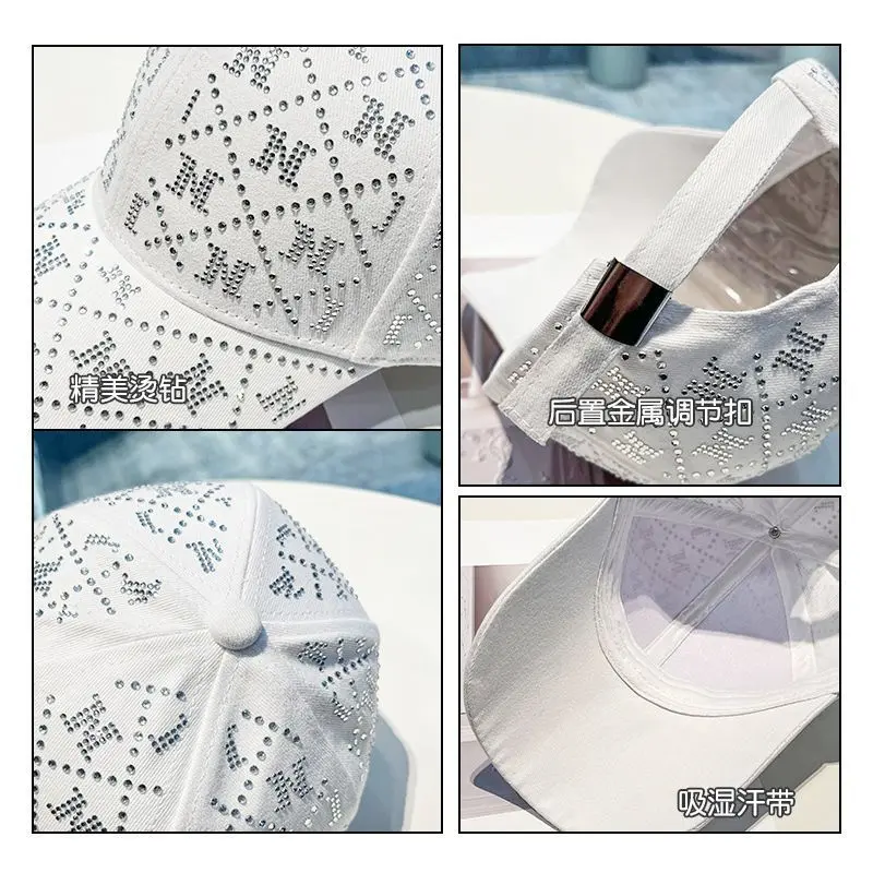 Korean Version Versatile Rhinestone Letter Soft Top Baseball Cap For Women's Spring And Autumn New Casual Sunshade Duckbill Cap