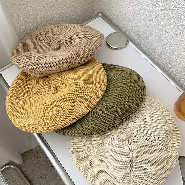 Knitted Berry Hat Spring/Summer Japanese Versatile Octagonal Hat British Pumpkin Hat Fashion Korean Edition Trendy Knitted Hat