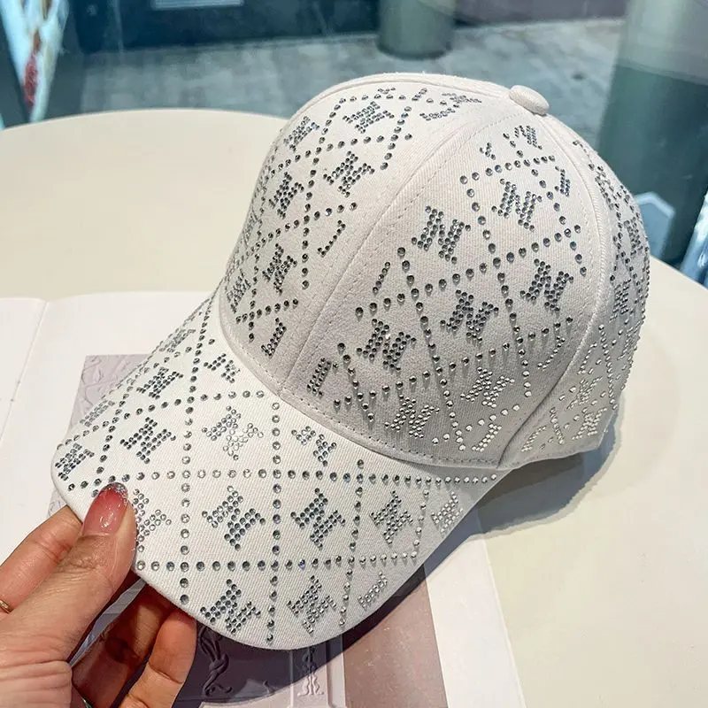 Korean Version Versatile Rhinestone Letter Soft Top Baseball Cap For Women's Spring And Autumn New Casual Sunshade Duckbill Cap