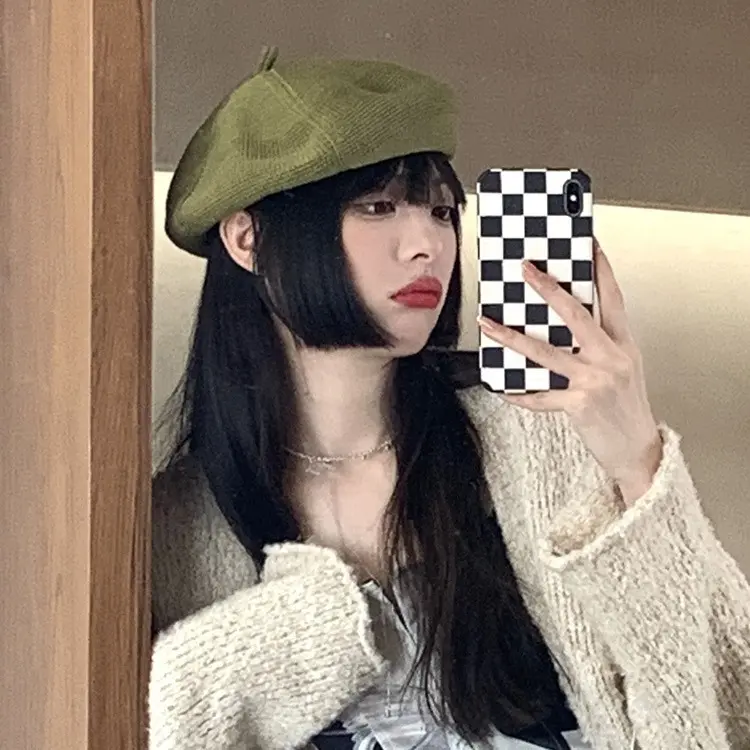 Knitted Berry Hat Spring/Summer Japanese Versatile Octagonal Hat British Pumpkin Hat Fashion Korean Edition Trendy Knitted Hat