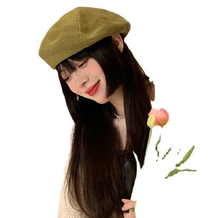 Knitted Berry Hat Spring/Summer Japanese Versatile Octagonal Hat British Pumpkin Hat Fashion Korean Edition Trendy Knitted Hat