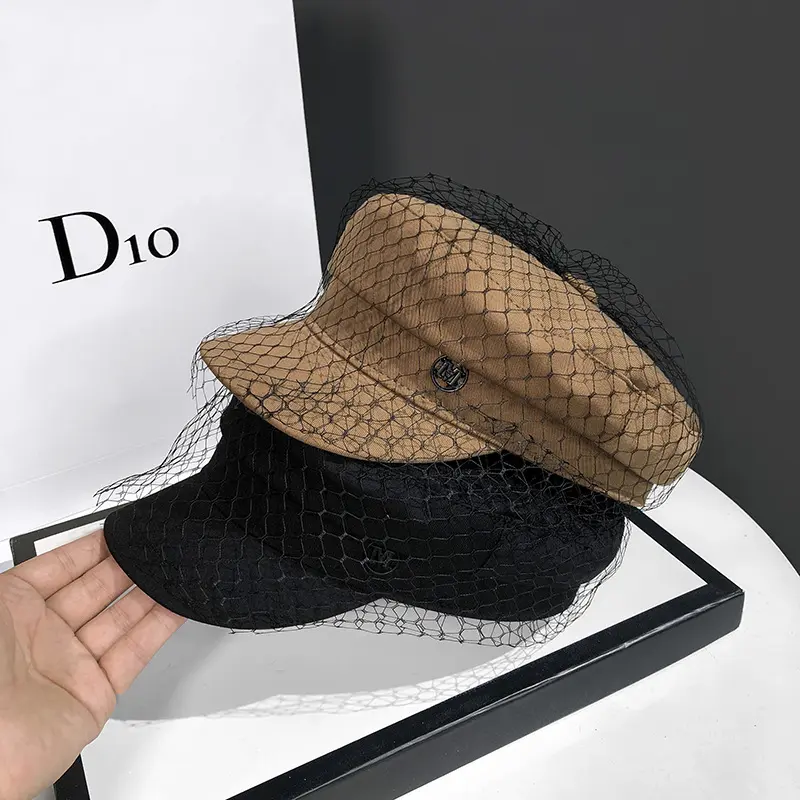 Fashion Women's Newsboy Caps New Gauze Spring Autumn Naval Cap Girl Octagonal Cap Female Beret Snapback Millinery Casquette