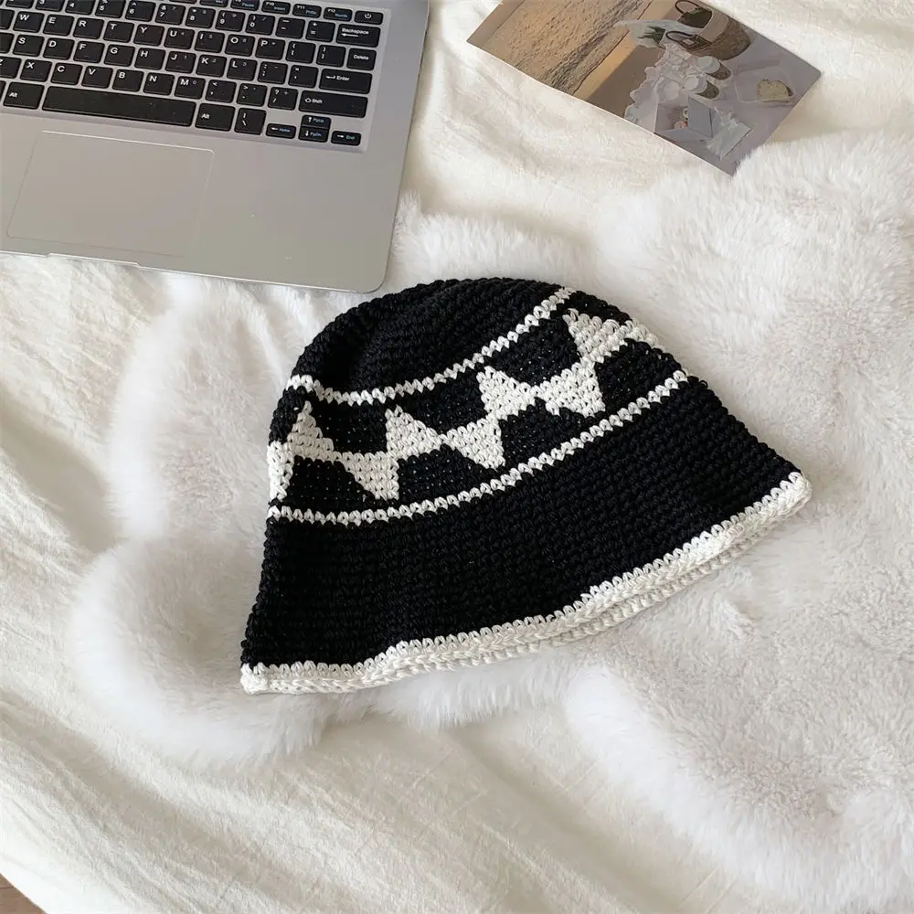 Sweet Handmade Crochet Hat, Small Triangle Knitted Fisherman Hat, Temperament Sun Visor Hat, Bucket Hat