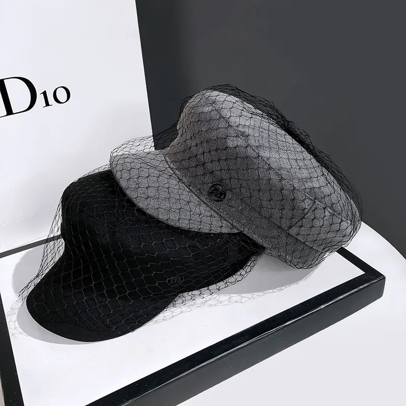 Fashion Women's Newsboy Caps New Gauze Spring Autumn Naval Cap Girl Octagonal Cap Female Beret Snapback Millinery Casquette