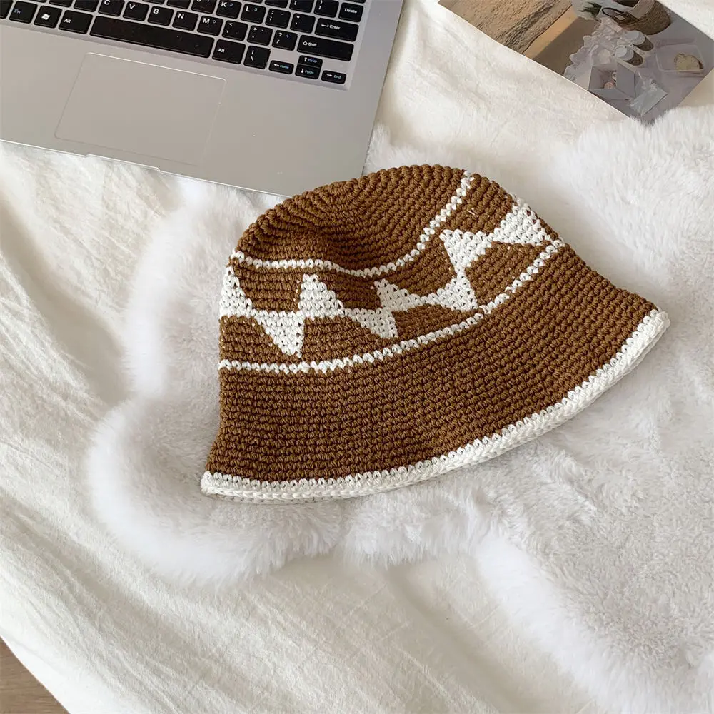 Sweet Handmade Crochet Hat, Small Triangle Knitted Fisherman Hat, Temperament Sun Visor Hat, Bucket Hat
