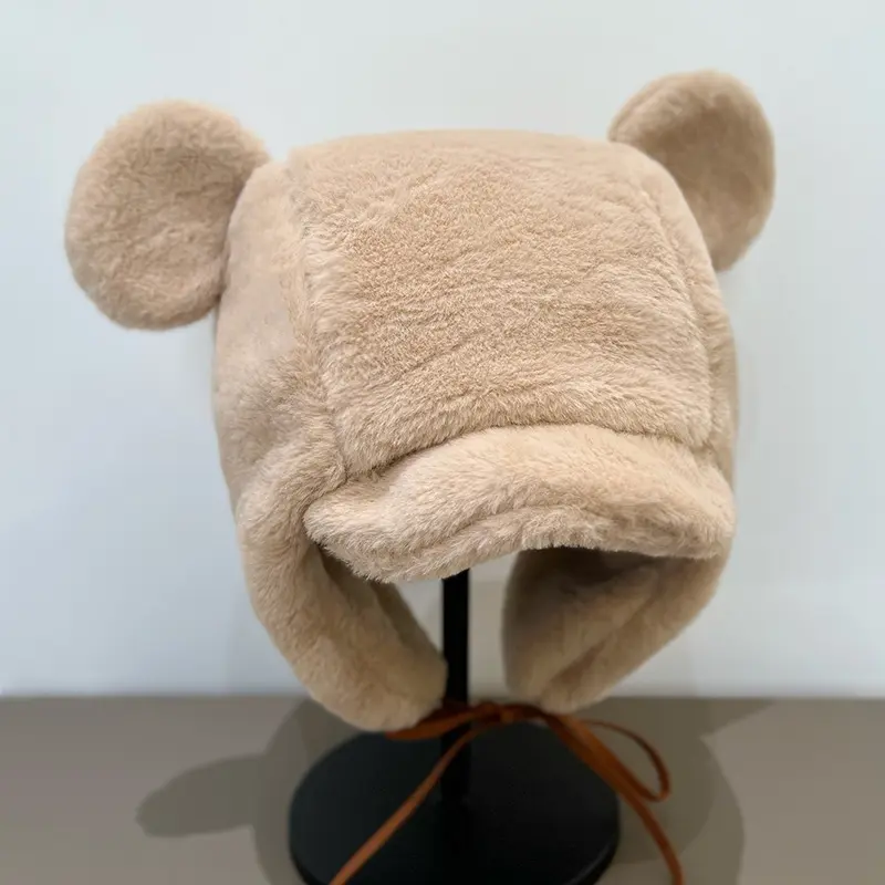 Korean ear plush autumn and winter ear protection cute warm hat, children's versatile anti cold outdoor Lei Feng hat