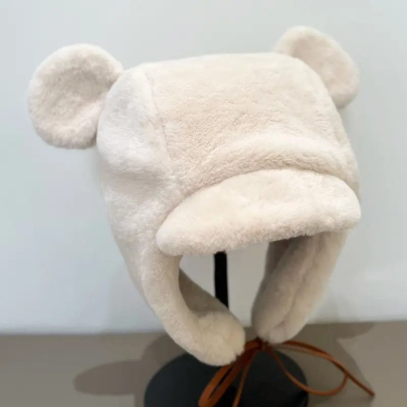 Korean ear plush autumn and winter ear protection cute warm hat, children's versatile anti cold outdoor Lei Feng hat