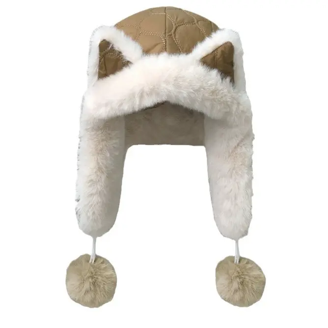 Korean Version Of Ear Plush Hat For Women In Winter, Cute Thick And Plush, Warm, Cycling, Anti Cold, Ear Protection Lei Feng Hat