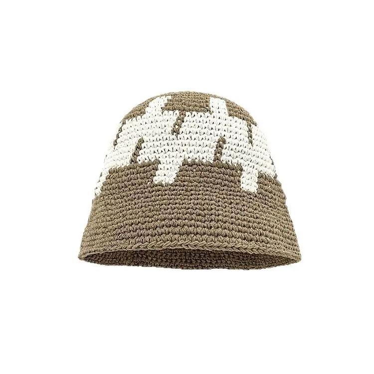 Retro and Trendy Handmade Woven Fisherman Hat with Sun Protection and Perforated Breathable Basin Cap
