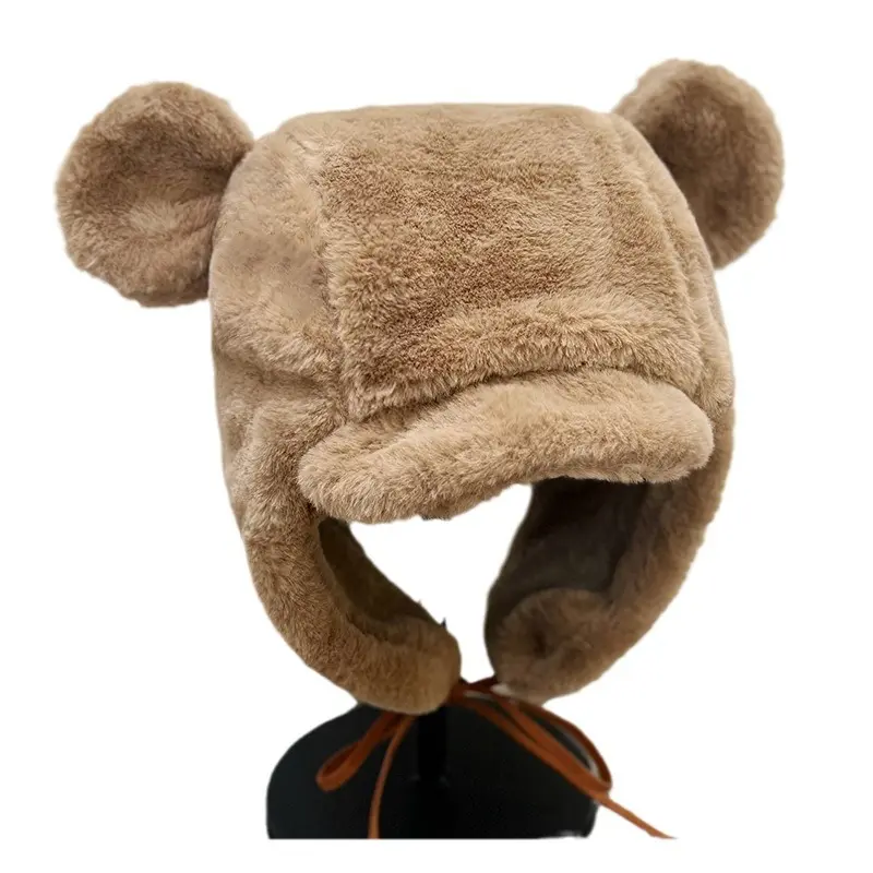 Korean ear plush autumn and winter ear protection cute warm hat, children's versatile anti cold outdoor Lei Feng hat