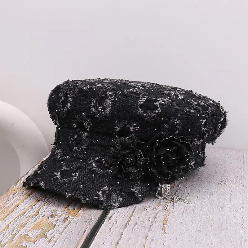 Retro Ripped Denim Flat Top Hat Children's Korean Version Beggar Style Sun Hat Street Hip-hop Sun Hat