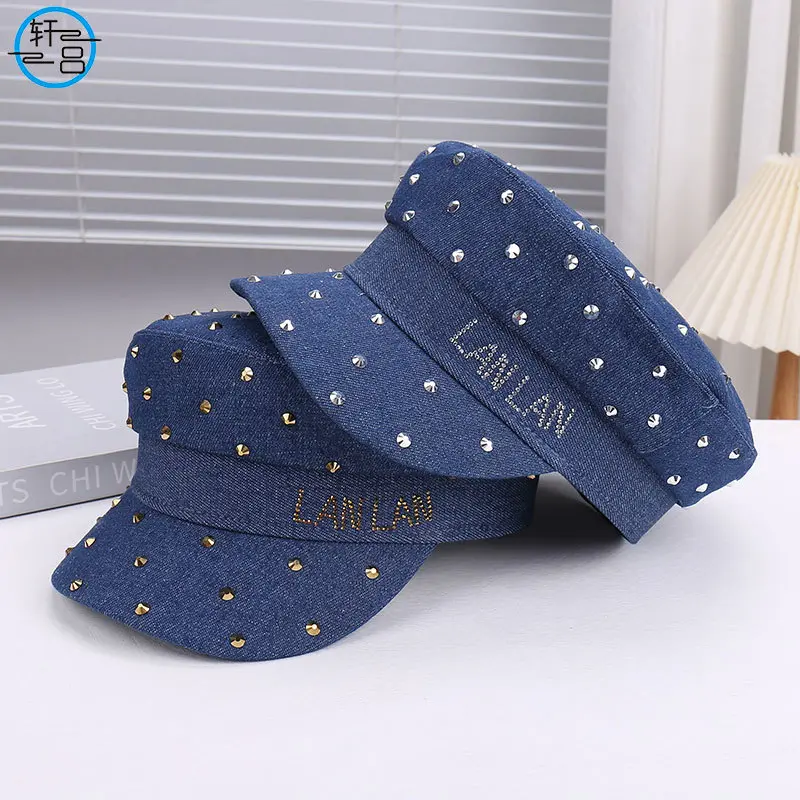 New Hot Diamond Breathable Solid Color Hat Versatile Flat Top Hat Outdoor Travel Sunshade Hat