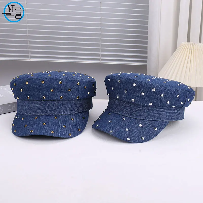 New Hot Diamond Breathable Solid Color Hat Versatile Flat Top Hat Outdoor Travel Sunshade Hat