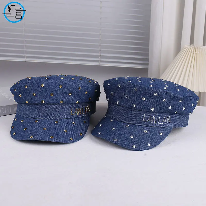 New Hot Diamond Breathable Solid Color Hat Versatile Flat Top Hat Outdoor Travel Sunshade Hat