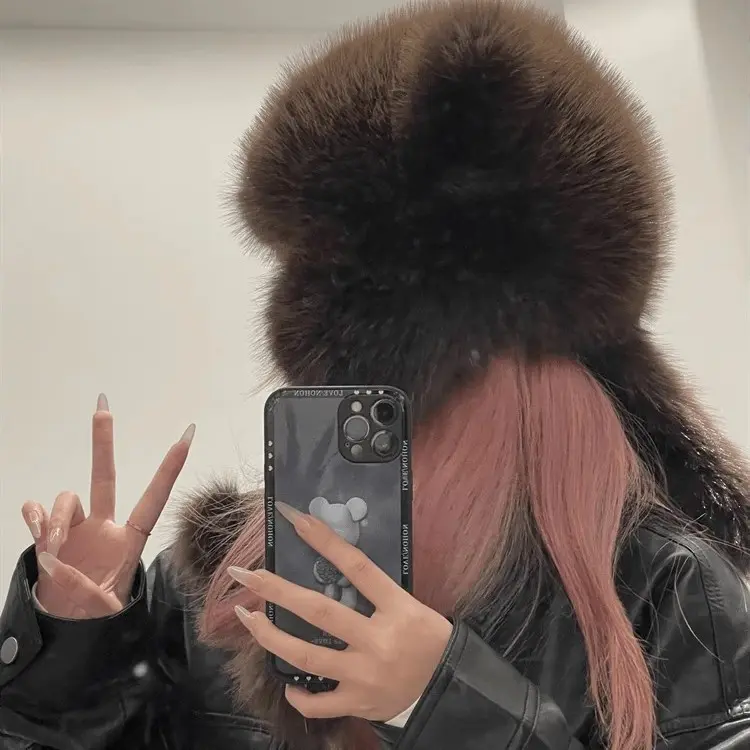 Thickened Cute Ear Protection Hat for Women in Autumn and Winter, Cold proof and Warm Baotou Hat, Cat Ear Woolen Hat
