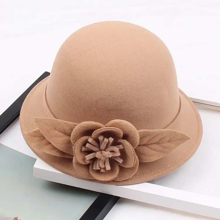 2025 Autumn and Winter New Woolen Hat for Women, Three-dimensional Big Flower Fashion Hat, Temperament Top Hat