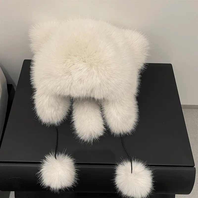 Thickened Cute Ear Protection Hat for Women in Autumn and Winter, Cold proof and Warm Baotou Hat, Cat Ear Woolen Hat