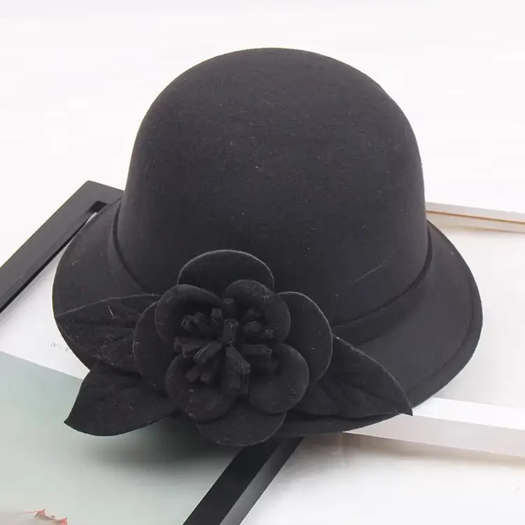 2025 Autumn and Winter New Woolen Hat for Women, Three-dimensional Big Flower Fashion Hat, Temperament Top Hat