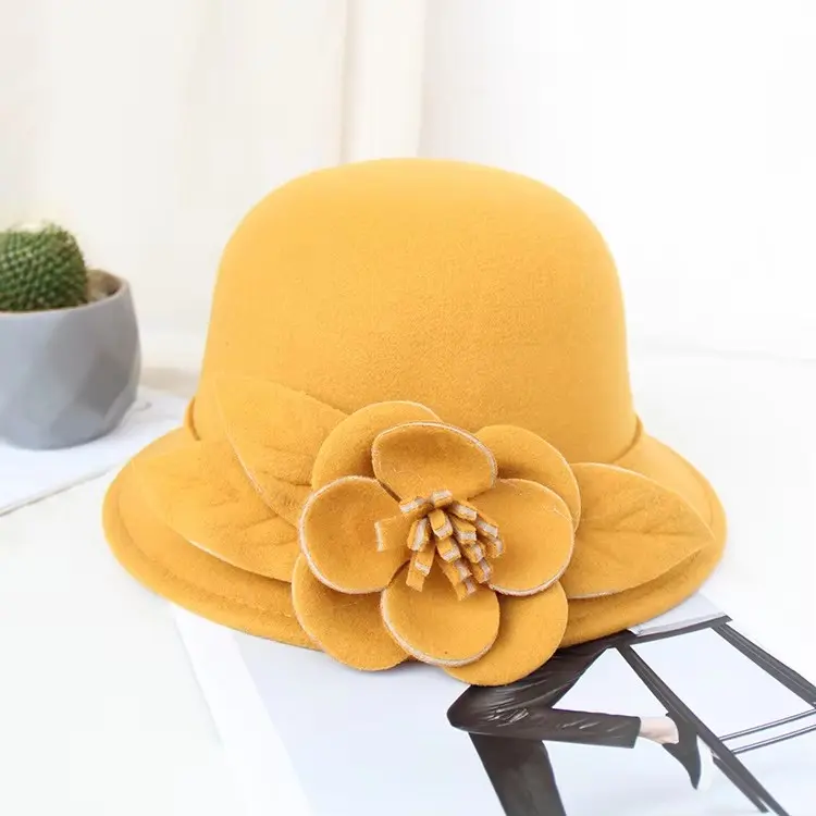 2025 Autumn and Winter New Woolen Hat for Women, Three-dimensional Big Flower Fashion Hat, Temperament Top Hat