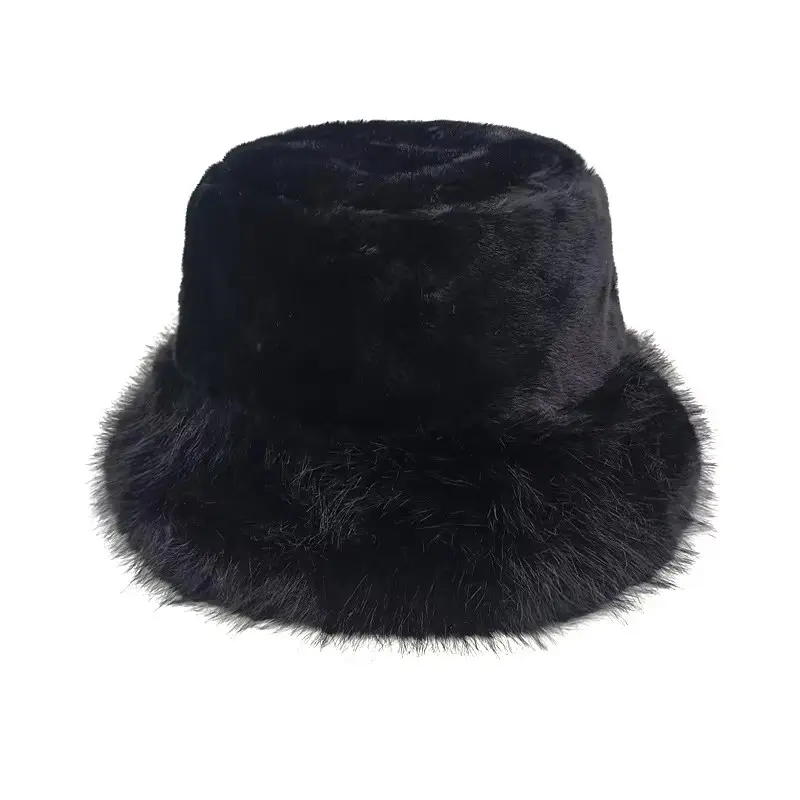 Korean Imitation Mink Fur Basin Hat for Women's Winter Versatile Warm Plush Fur Fisherman Hat