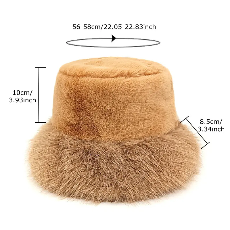 Korean Imitation Mink Fur Basin Hat for Women's Winter Versatile Warm Plush Fur Fisherman Hat