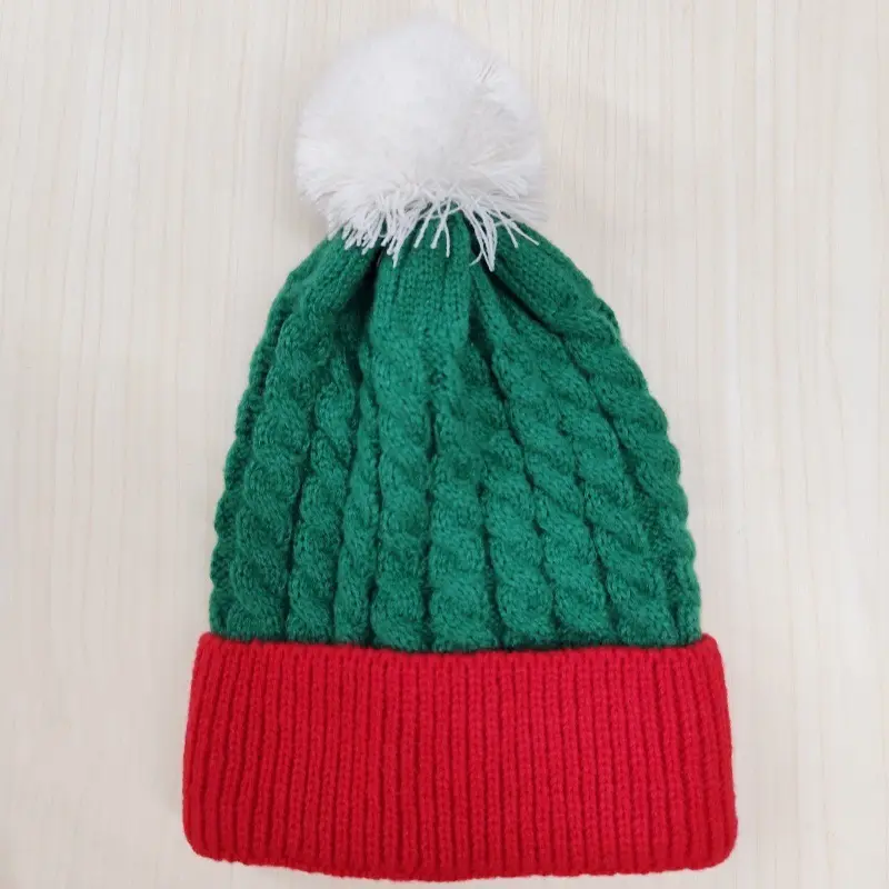 Christmas Woolen Ball Knitted Hat Woolen Hat Winter New Christmas Hat Ball Ball Hat Party Pullover Warm Hat